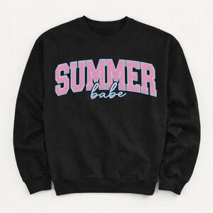 Black “SUMMER Babe” Crewneck Sweatshirt – Customizable Graphic Sweatshirt